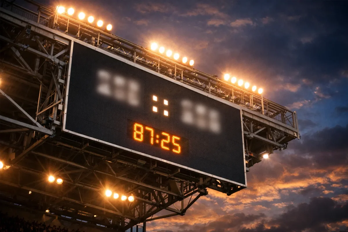 Tabellone di uno stadio che mostra il risultato della partita