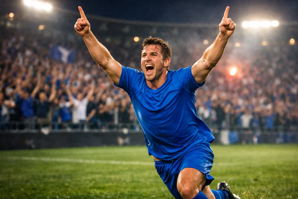 Calciatore che esulta dopo aver segnato un gol