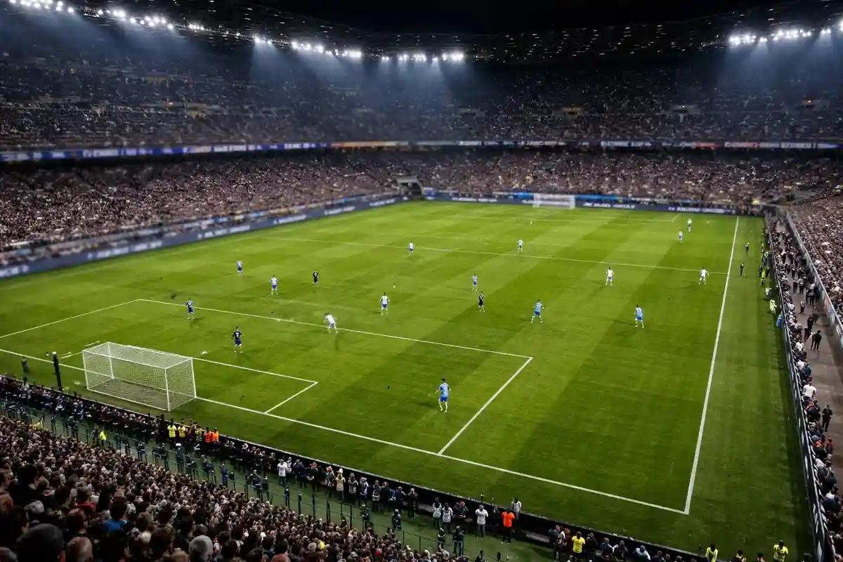 Partita di calcio di Serie A in corso su campo verde