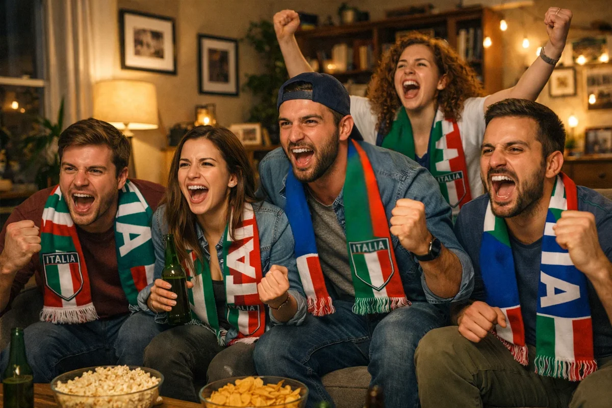 Tifosi che guardano partita di calcio insieme