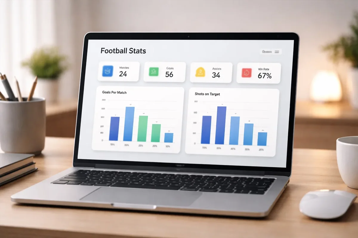 Statistiche di calcio visualizzate su schermo