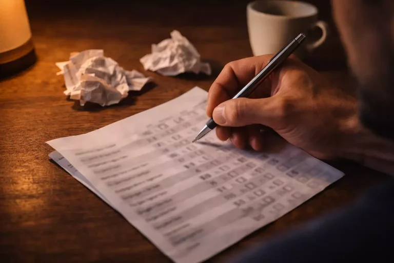 Mano che compila una schedina di scommesse calcio con una penna